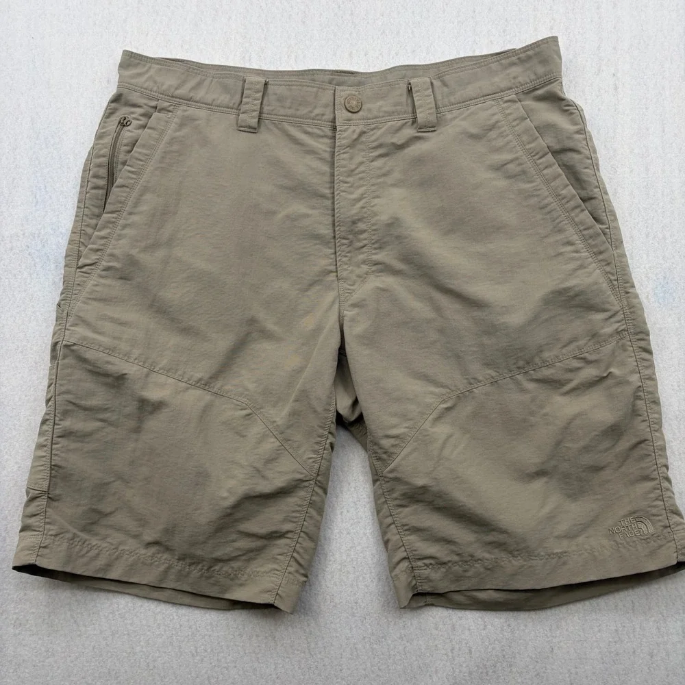 The North Face Mens Paramount Peak Hiking Shorts Tan Khaki Nylon Size 38